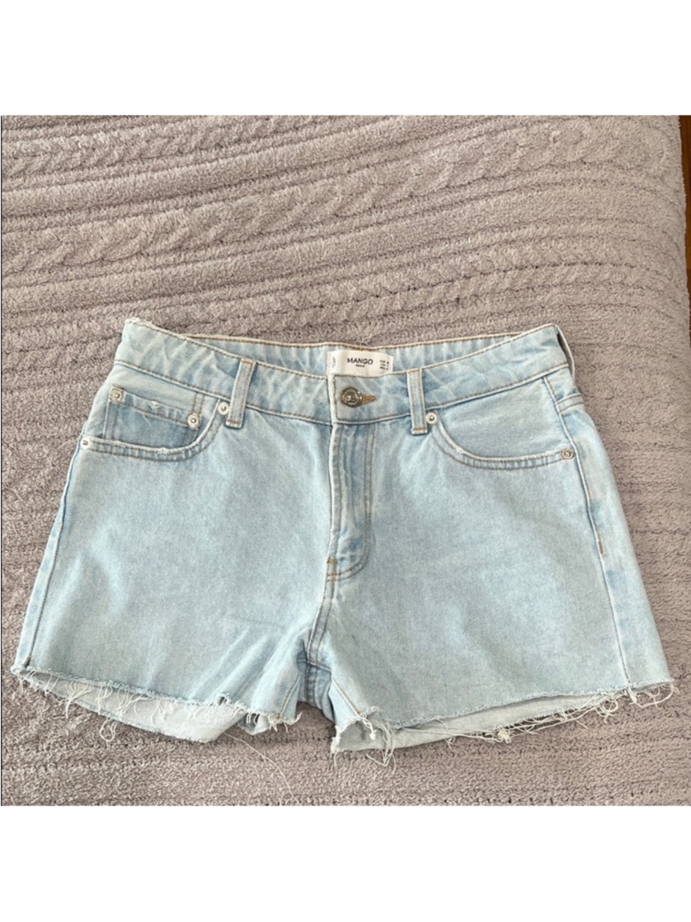 Mango light wash denim shorts